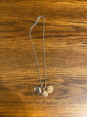 Triple Disc Charm Pendant Necklace Live Laugh Love Mixed Metal Tone